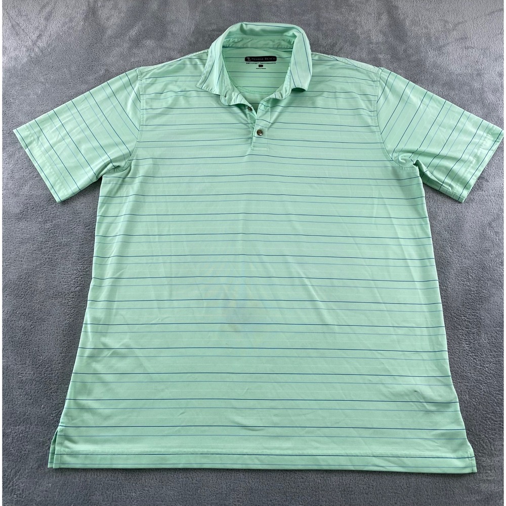Pebble Beach Mens XL Dry-Luxe Performance Polo Shirt Mint Green Striped Golf